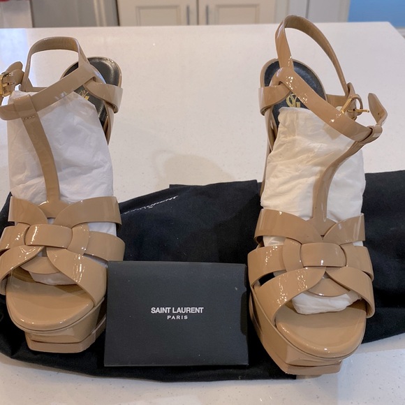 Saint Laurent Womens tribute patent platform sandals - Picture 1 of 11